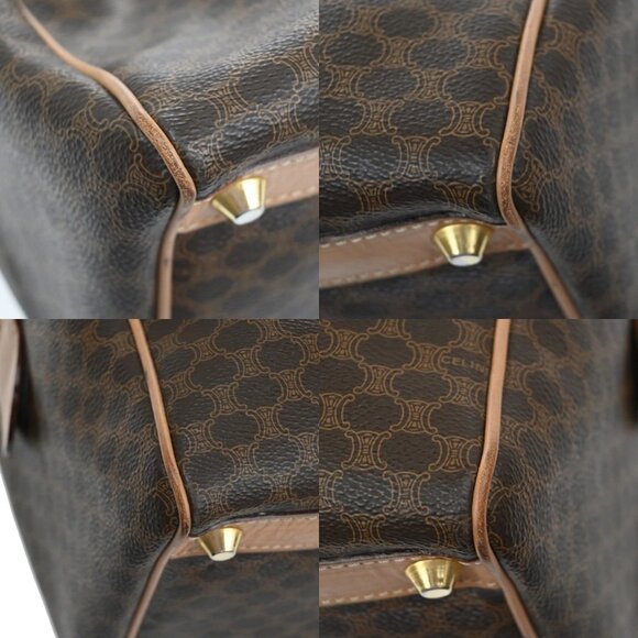 CELINE Logo Macadam Pattern Travel Hand Bag PVC Leather Brown GHW Italy 38EF520 - Picture 7 of 16